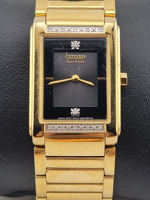 Vintage Citizen Women's EW9342-54E Eco-Drive Gold-Tone Diamond Watch #155. Works