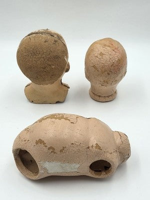 Antique Collectible Composition Doll Heads Lot Baby Doll Parts Creepy Primitive.