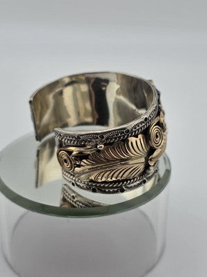 Vintage Original Navajo Allen Chee Eagle In Flight Sterling Silver Cuff Bracelet