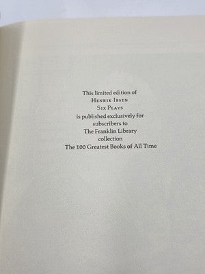 Henrik Ibsen Six Plays The Franklin Library Limited Ed. Leather Bound 1977. New.