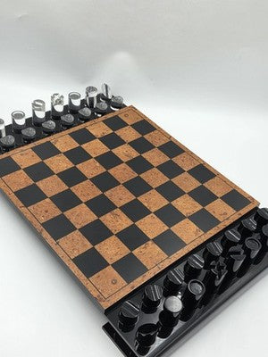 Rare 1960 Rede Guzzini Italy Lucite Chess Set Briar Wood Board Mid Cent. Modern