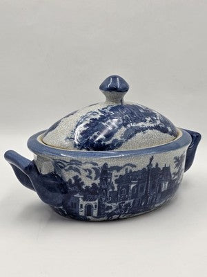 Imported Victoria Ware Ironstone Blue & White Soup Tureen Lidded Vegetable Dish