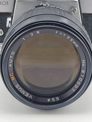 Minolta SRT 101 35mm SLR Film Camera W Venus 1:2.8 F 1 35mm Lens. Untested.