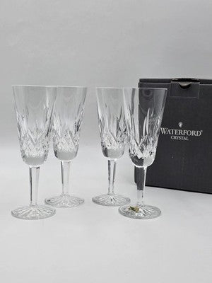 Waterford Crystal Lismore Champagne Flutes Set of 4 Ireland w/ Original Box. New