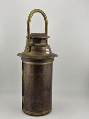 Antique Brass Oil Lantern Early 1900s Maritime Ship Hand Lamp w/ Wick