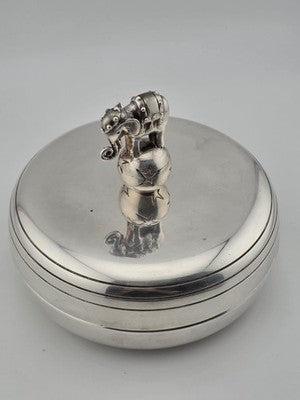 Rare OOAK Jean Boggio Figural Elephant Silver Lidded Trinket Box Surealist Decor