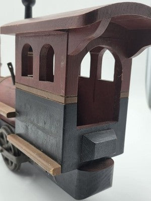 Rare Heavy Vintage Handmade Wooden & Cast Iron Steam Train 24" X 14" X 6"