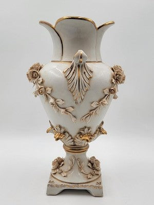 Antique OOAK Mid Century Ornate Hand Made Capodimonte Italy Large Vase No Chips