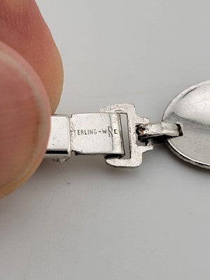 Rare Antique  Mid Century Posins Sterling Silver Bracelet W Original Box. 7.5 In