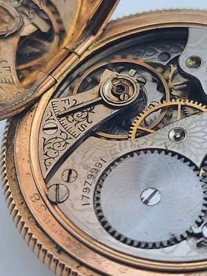 Rare Antique Waltham 12s Pocket Watch 7J Gold Filled 25yr Case C1910 Running