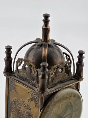 Vintage Smiths Miniature Brass Lantern Clock Wind-Up Made in Great Britain. Read