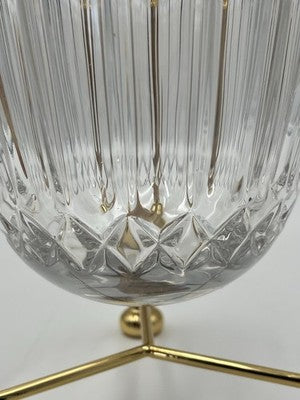 Design Guild Crystal Champagne Chiller Vertical Cut with Stand Brass Barware