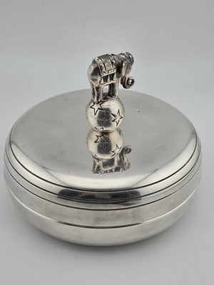Rare OOAK Jean Boggio Figural Elephant Silver Lidded Trinket Box Surealist Decor