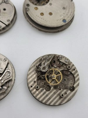 Lot Of 12 Antique Pocket Watch Movement Dial For Parts Repair Watchmaker Estate