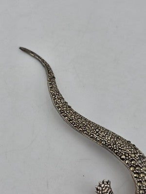 Private: LARGE STERLING SILVER MARCASITE LIFE SIZE LIZARD PIN BROOCH SALAM