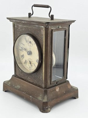 Antique JUNGHANS Germany Carriage Mantle Clock Musical Alarm Clock Music Works