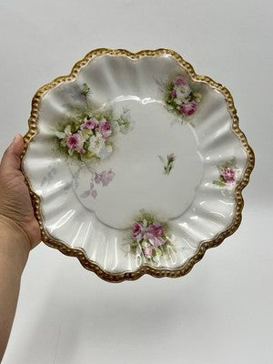 Antique A Lantenier Limoges France Hand Painted Porcelain Plate Scalloped Edge