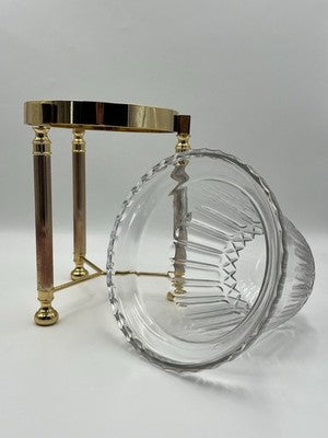Design Guild Crystal Champagne Chiller Vertical Cut with Stand Brass Barware
