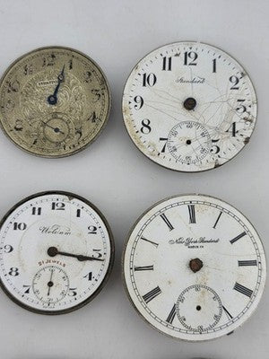 Lot Of 12 Antique Pocket Watch Movement Dial For Parts Repair Watchmaker Estate