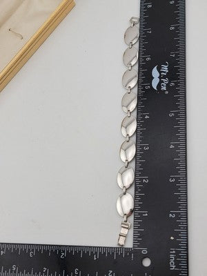 Rare Antique  Mid Century Posins Sterling Silver Bracelet W Original Box. 7.5 In