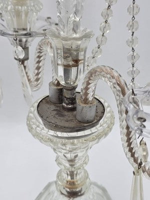 Antique 1930's Hollywood Regency Crystal Glass Candelabra Lamp Prism Table Light