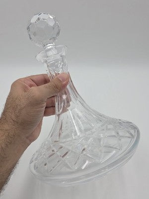 Atlantis Crystal Ship Decanter Criss Cross Cut Pattern Watermark Faceted Stopper