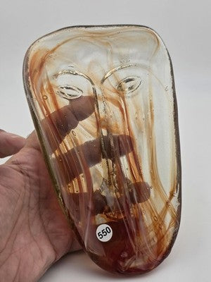 Rare Vintage Jaramillo Bros. Amber Skydreamer Hand Made glass mask.