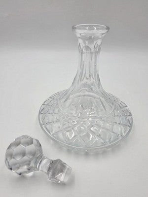 Atlantis Crystal Ship Decanter Criss Cross Cut Pattern Watermark Faceted Stopper
