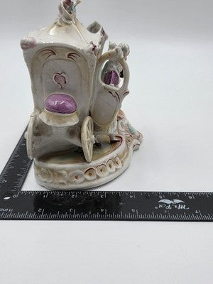 Vintage German Porcelain Cinderella Coach Carriage Figurine Horses Rococo Couple