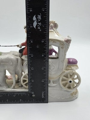 Vintage German Porcelain Cinderella Coach Carriage Figurine Horses Rococo Couple