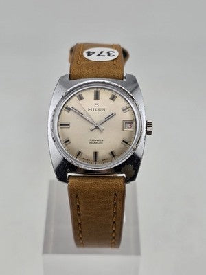VINTAGE ULTRA-RARE MILUS MANUAL 17 JEWELS WATCH SWISS MADE INCABLOC 1960s. WORKS