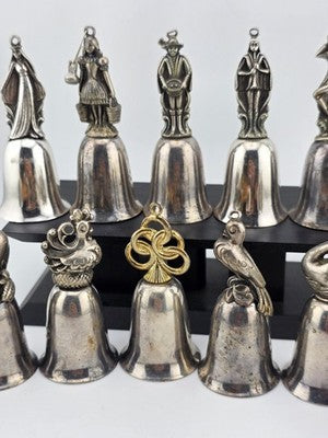 Vintage Complete Set of 12 Reed & Barton's 12 Days of Christmas Silver Bells.