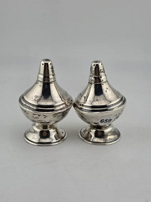 VINTAGE MEXICO STERLING SILVER SALT & PEPPER SHAKER SET  35 Grams. NOT WEIGHTED