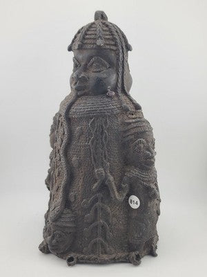 Vtg 1930's West African Bronze Ceremonial Bell Benin Yoruba Style Hand Cast 9in