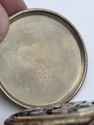 Rare Antique 1920 Gruen Guild 19  Pocket Watch GF Wadsworth Case Swiss. Works