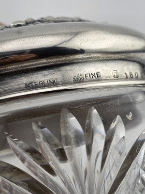 Antique Watson Sterling Silver Floral Lid Cut Crystal Vanity Jar C1900 Fine 925