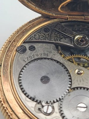Rare Antique Waltham 12s Pocket Watch 7J Gold Filled 25yr Case C1910 Running