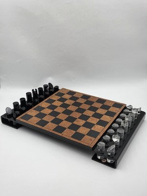 Rare 1960 Rede Guzzini Italy Lucite Chess Set Briar Wood Board Mid Cent. Modern