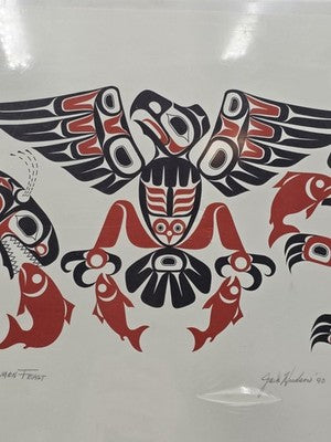 Rare Hand Signed Jack Hudson 1990 Salmon Feast Alaska Native Formline Art Print
