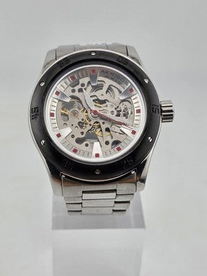Akribos XXIV Men AK477BK Skeleton Stainless Steel Automatic 44mm Watch. Works