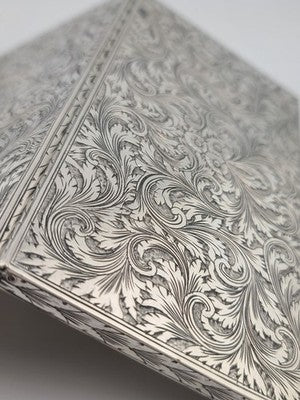 Amazing Antique European 800 Silver Cigarette Case Deep Hand Engraving 203 g.