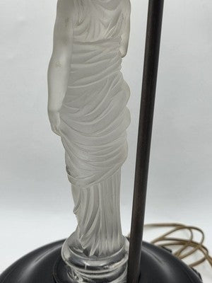 Ultra Rare French Baccarat Frosted & Clear Glass Classical Maiden Table Lamp.
