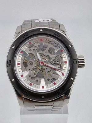 Akribos XXIV Men AK477BK Skeleton Stainless Steel Automatic 44mm Watch. Works