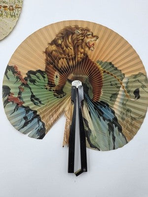 Lot Of 5 Vintage 1970s folding hand fan, Chinese fan with cherry blossom & Birds