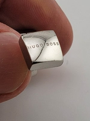 Rare Vintage Hugo Boss - Silver-Tone Mother-of-Pearl Cufflinks - Original Box.