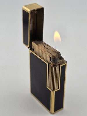 Vtg Authentic St Dupont Laque De Chine France Gold Plated Ligne 1 Lighter. Works