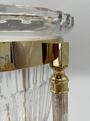 Design Guild Crystal Champagne Chiller Vertical Cut with Stand Brass Barware