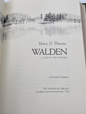 1976 Franklin Library Walden Henry David Thoreau Leather Bound Illustrated. New