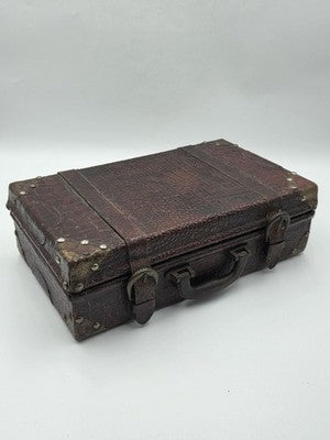 Antique 1930's Faux Alligator Doctors Suitcase Salesman Sample Case. Red Velvet.