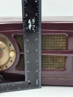 Vintage 1950s Westinghouse H-355T5 Tube Radio Telechron Alarm Clock Maroon. Read